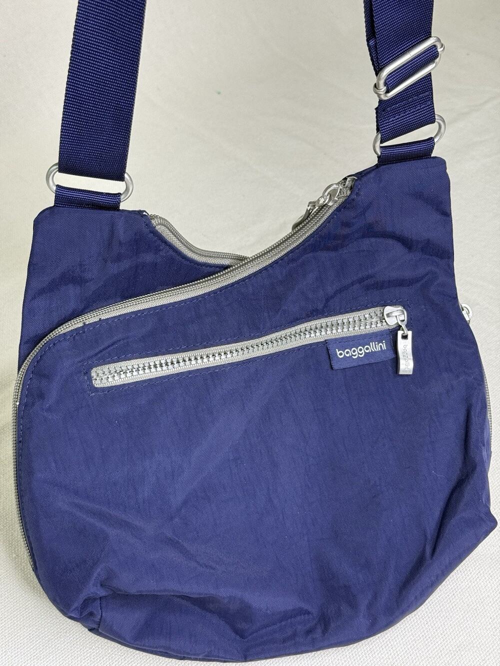 Baggallini Navy Nylon Cohort Double Zip Crossbody Purse